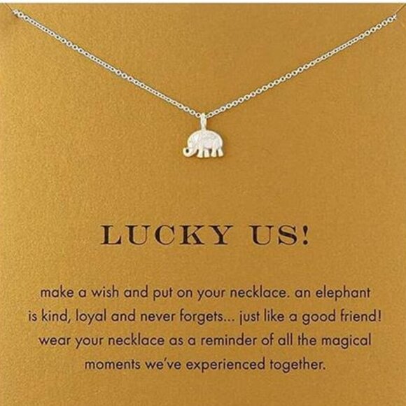 Elephant Pendant Necklace – “Lucky Us” Friendship & Memory Jewelry Minimalist - Picture 1 of 7